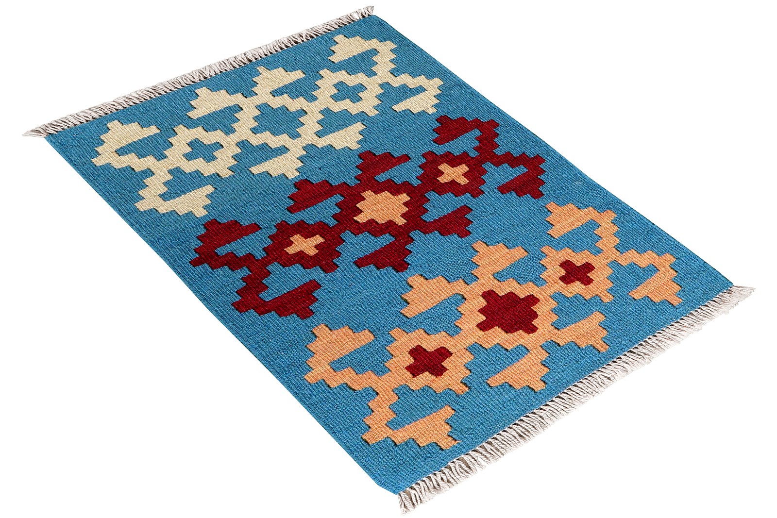 Kelim Gashgai — Handmade, 42x62 cm, Blue, 100% Virgin Wool | View 4