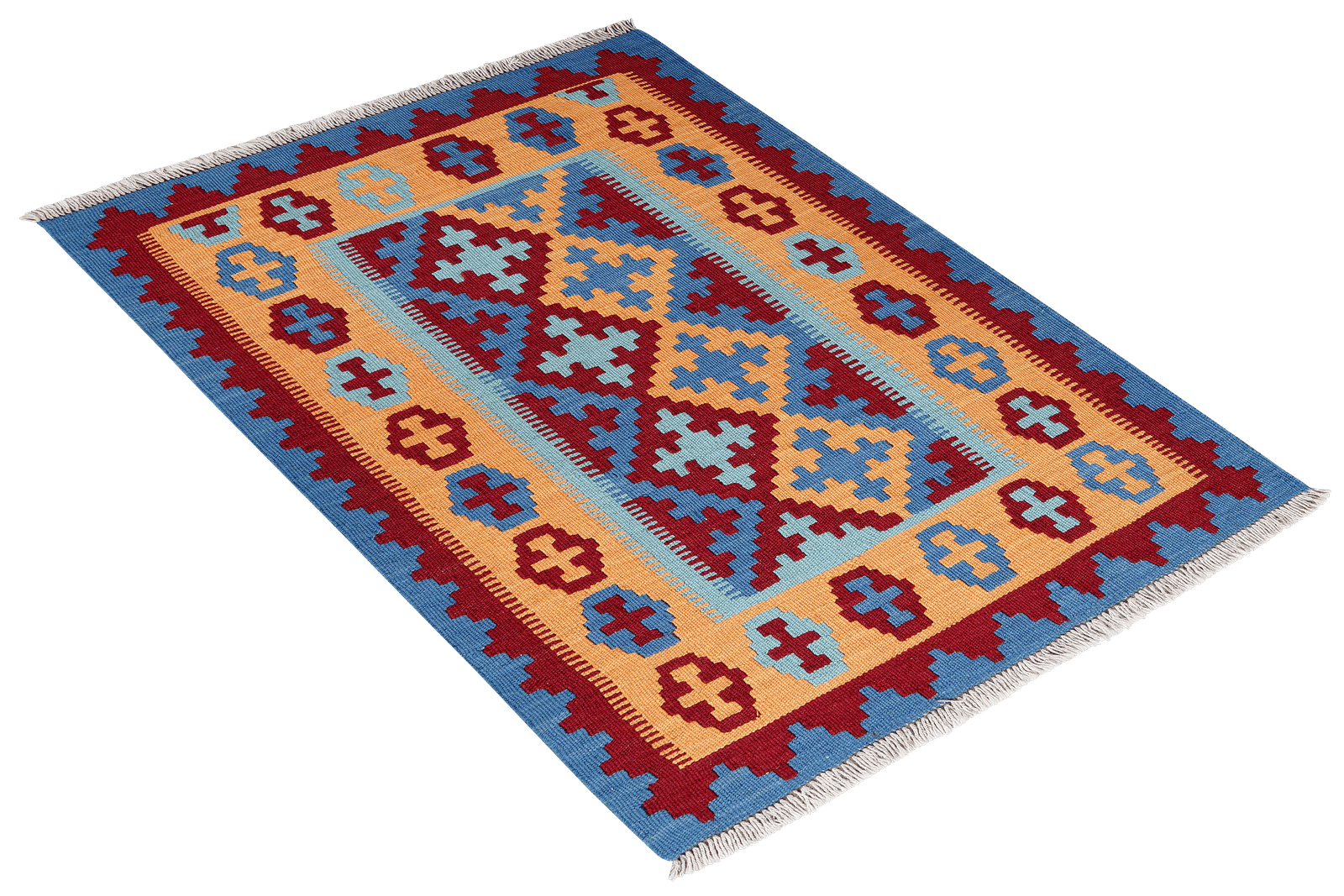 Kelim Gashgai — Handmade, 85x119 cm, Blue, 100% Virgin Wool | View 4