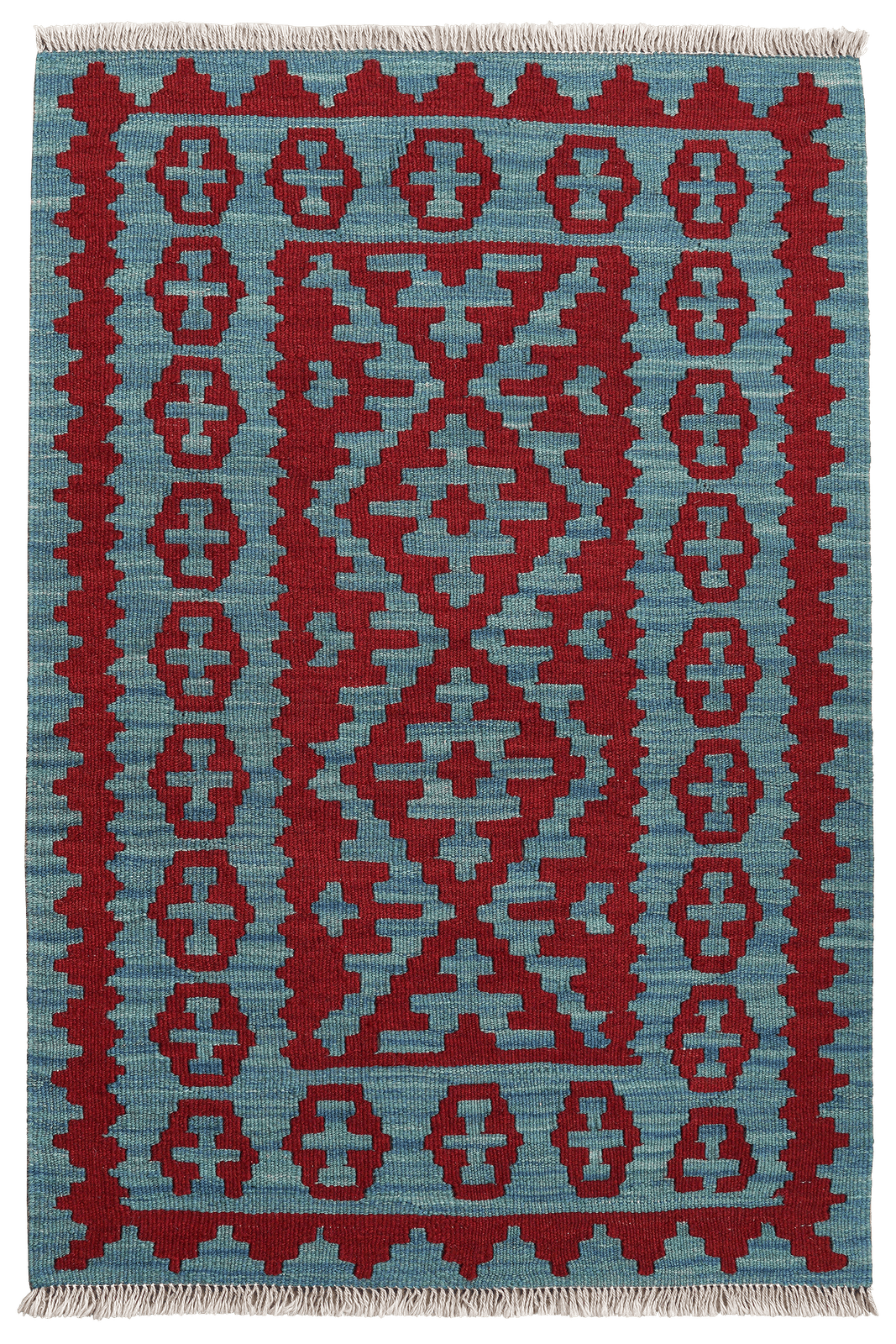 Kelim Gashgai — Handmade, 86x125 cm, Blue, 100% Virgin Wool | Main view