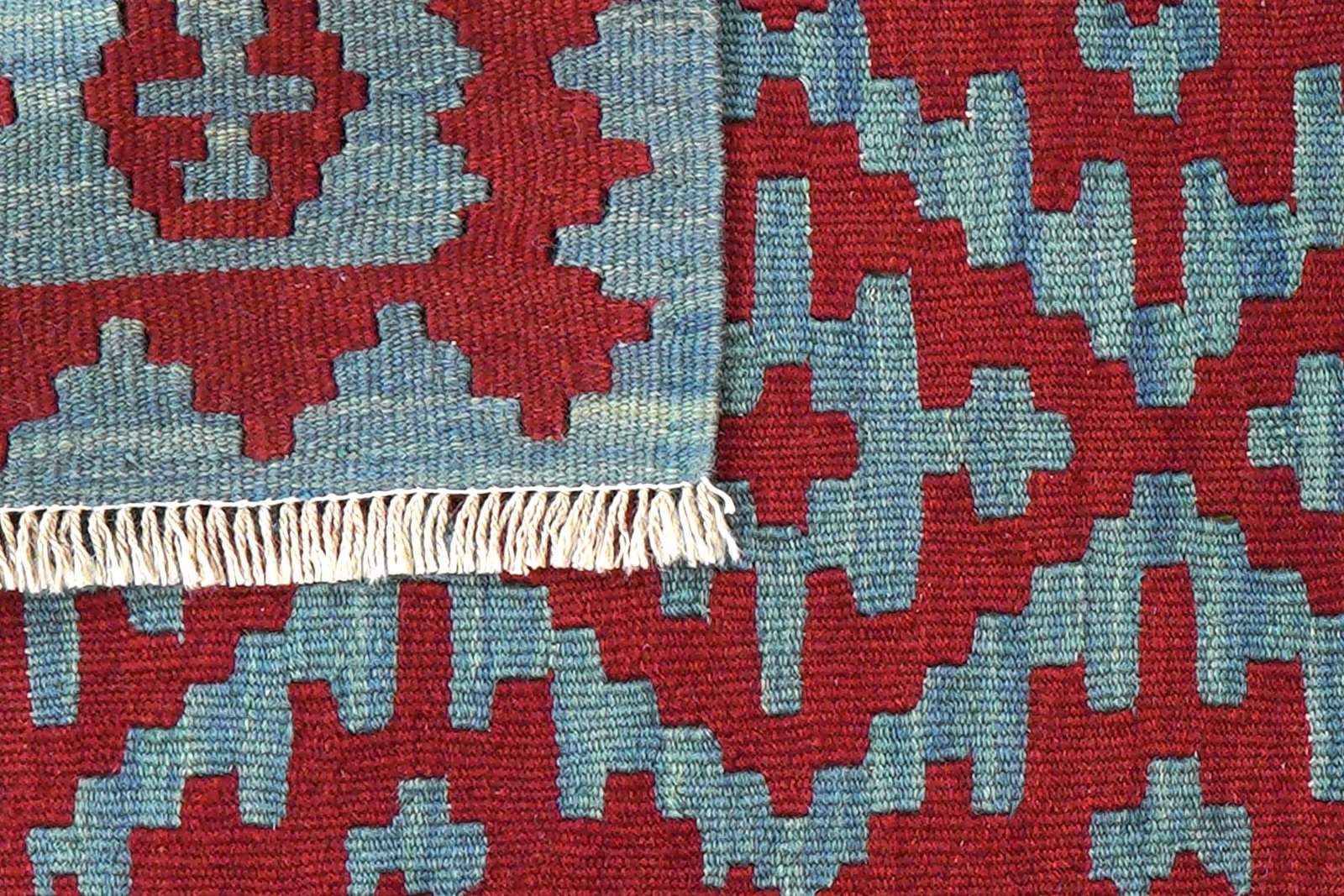Kelim Gashgai — Handmade, 86x125 cm, Blue, 100% Virgin Wool | View 6