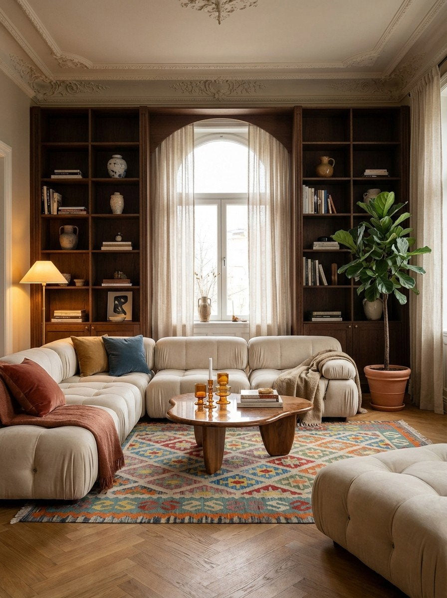 Kelim Gashgai — Handgefertigt, 181x125 cm, Grün, 100% Virgin Wool | Back view