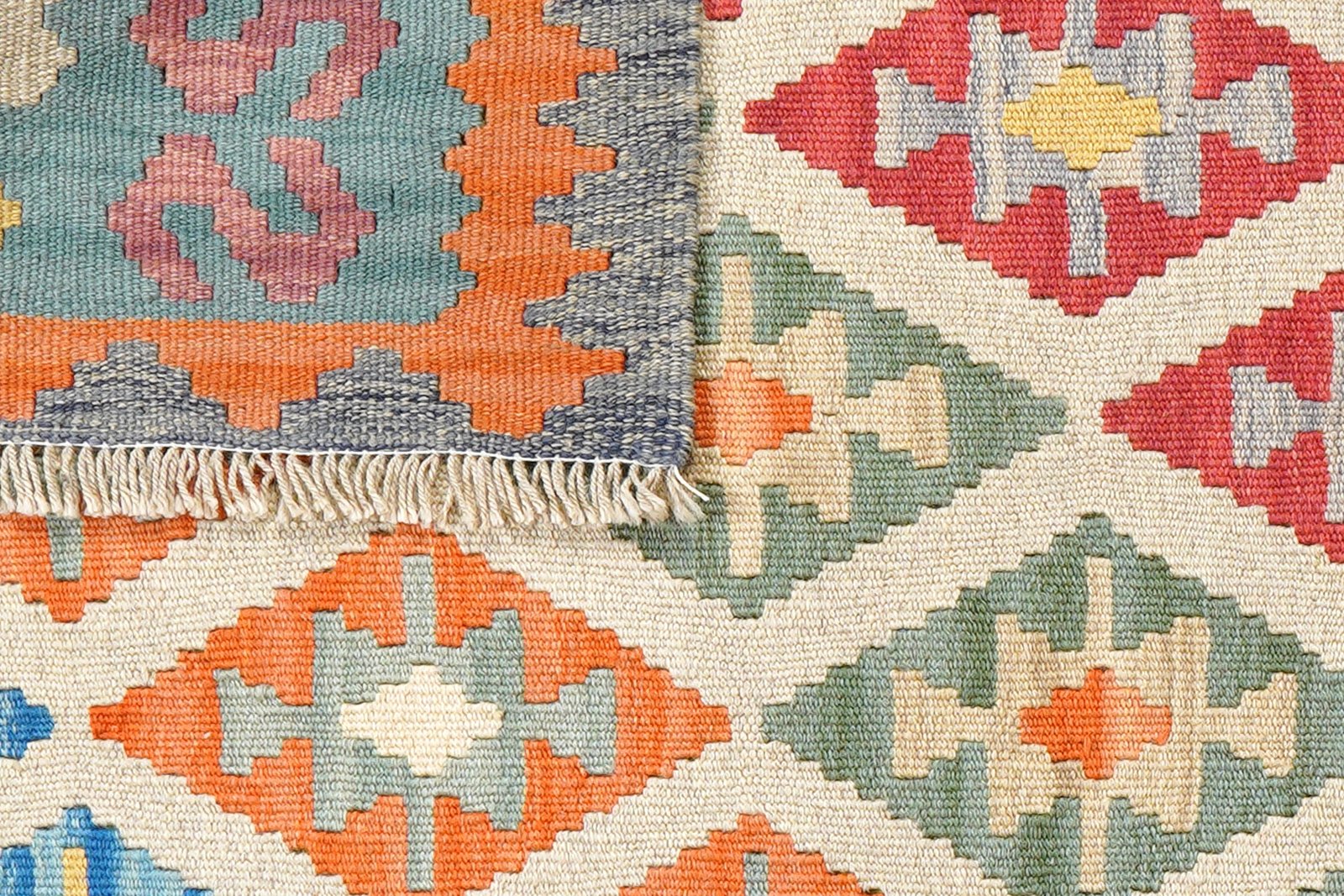 Kelim Gashgai — Handmade, 125x181 cm, Beige, 100% Virgin Wool | View 6