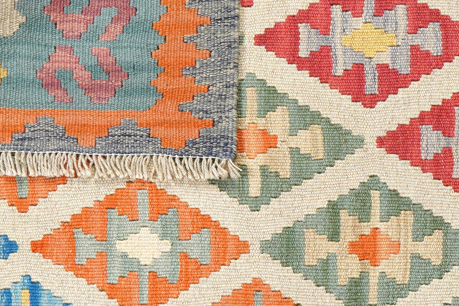 Kelim Gashgai — Handgefertigt, 181x125 cm, Grün, 100% Virgin Wool | View 7