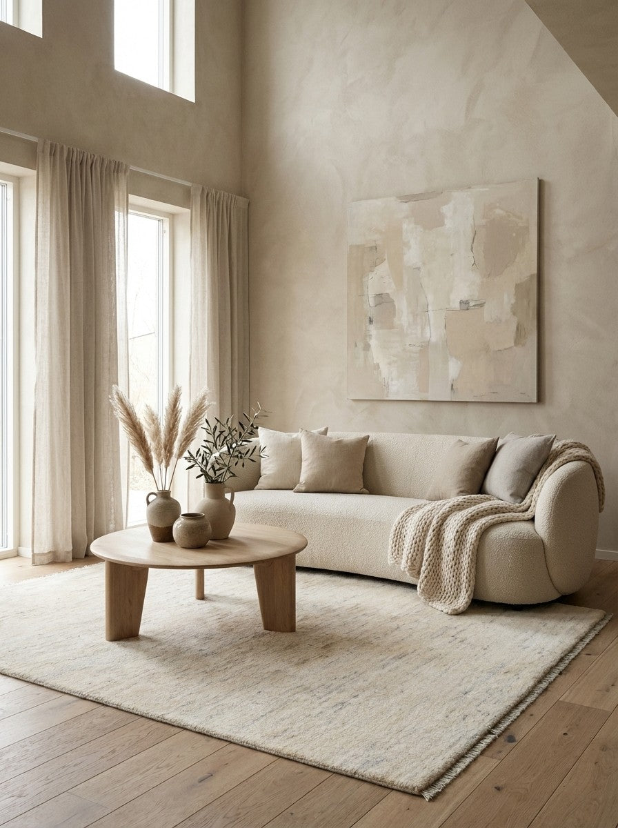 Gabbeh — Hand-knotted, 147x200 cm, Beige, 100% Virgin Wool | Detail view
