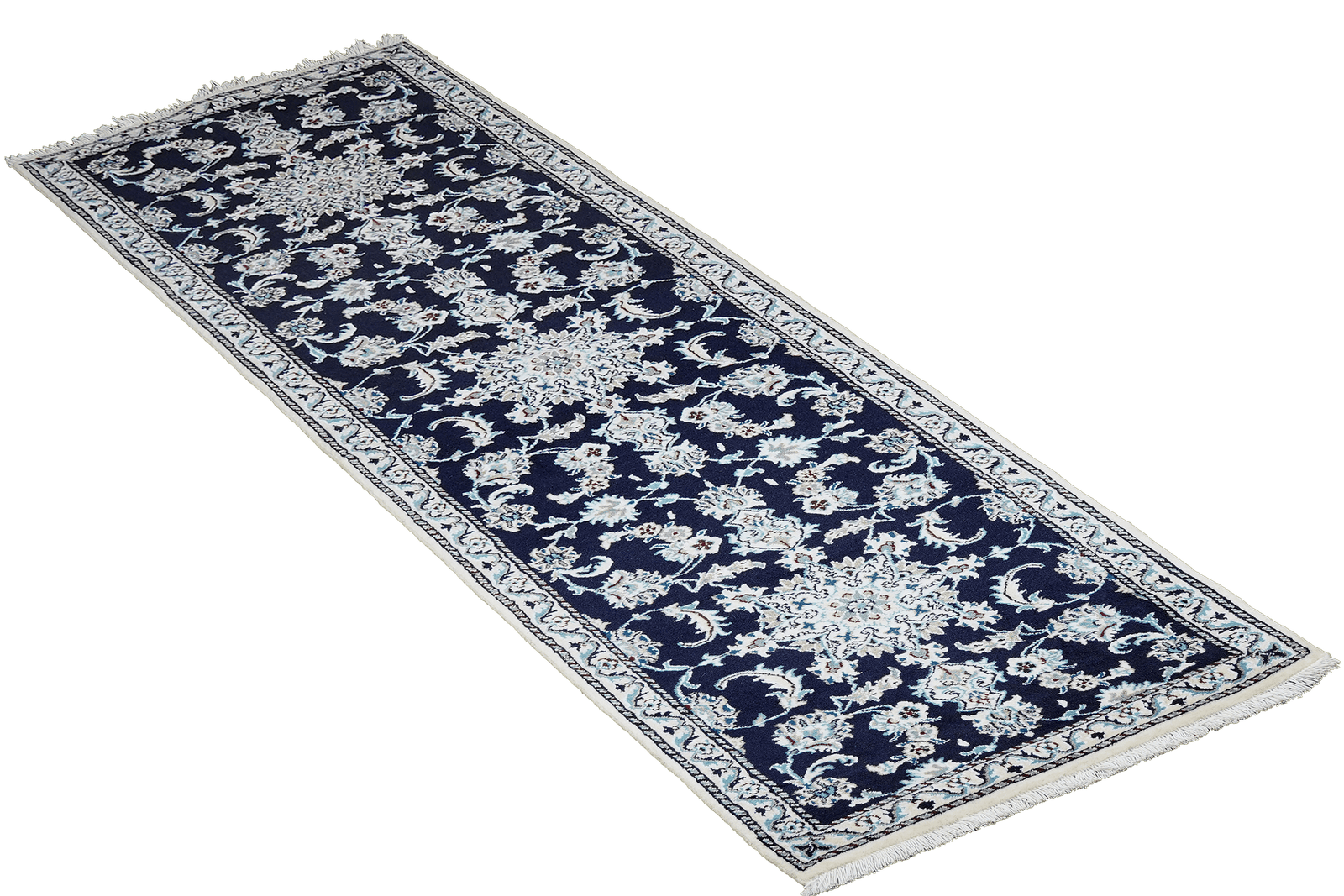 Nain 12La — Hand-knotted, 75x289 cm, Blue, 100% Virgin Wool | View 4