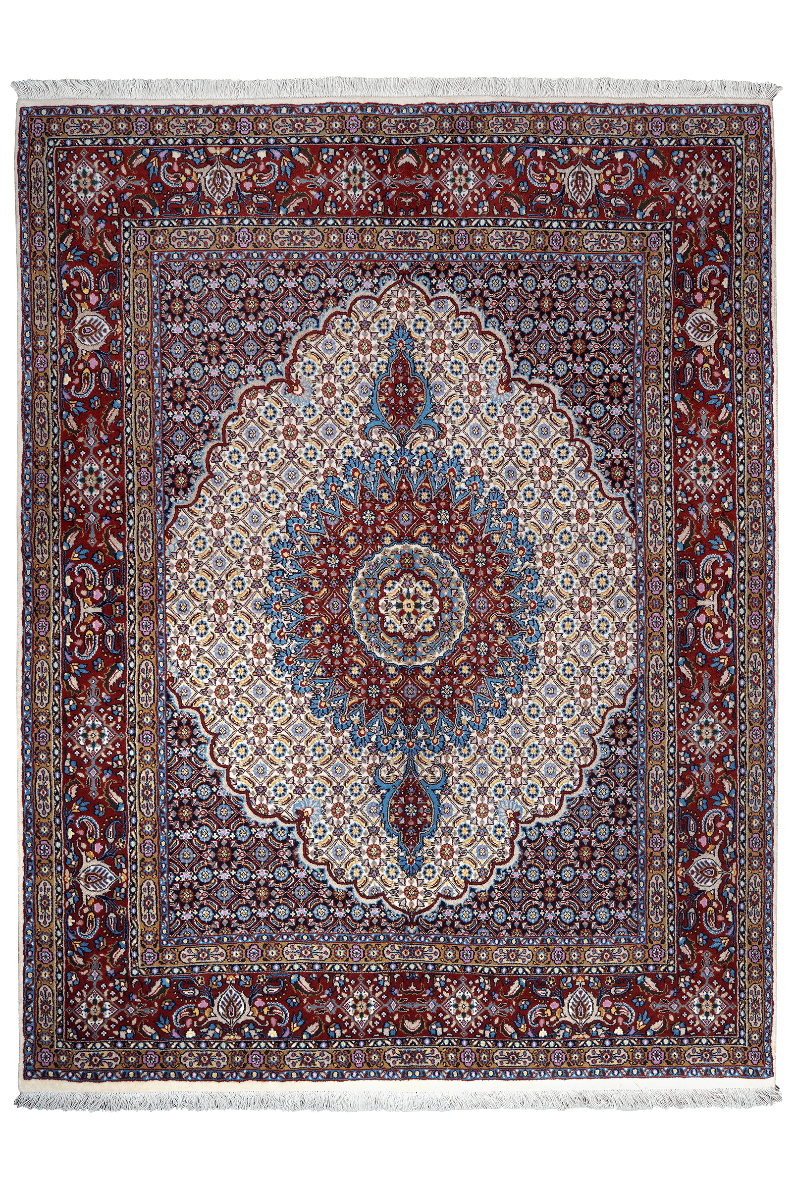Moud Mahi — Hand-knotted, 150x195 cm, Beige, 100% Virgin Wool | Main view