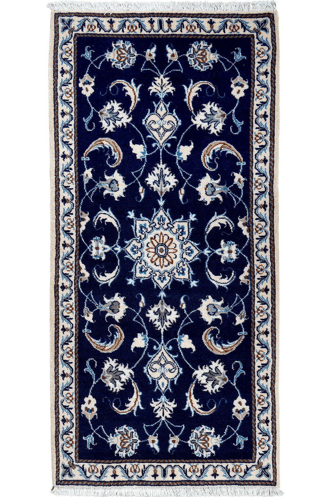 Nain 12La — Hand-knotted, 68x140 cm, Blue, 100% Virgin Wool | Main view