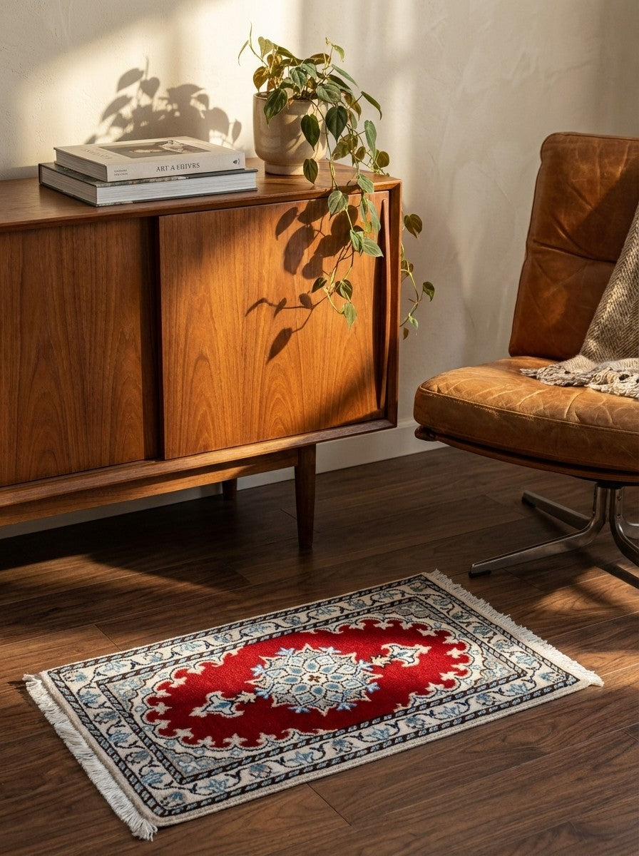 Nain 12La — Hand-knotted, 37x62 cm, Red, 100% Virgin Wool | Back view