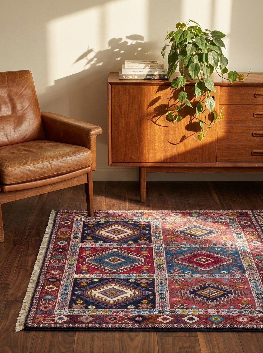 Yalameh — Hand-knotted, 82x133 cm, Multicolor, 100% Virgin Wool | Back view