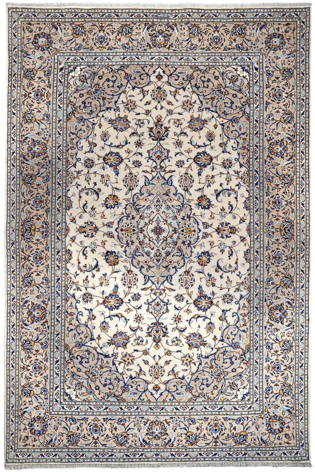 Kashan — Hand-knotted, 199x305 cm, Beige, 100% Virgin Wool | Main view
