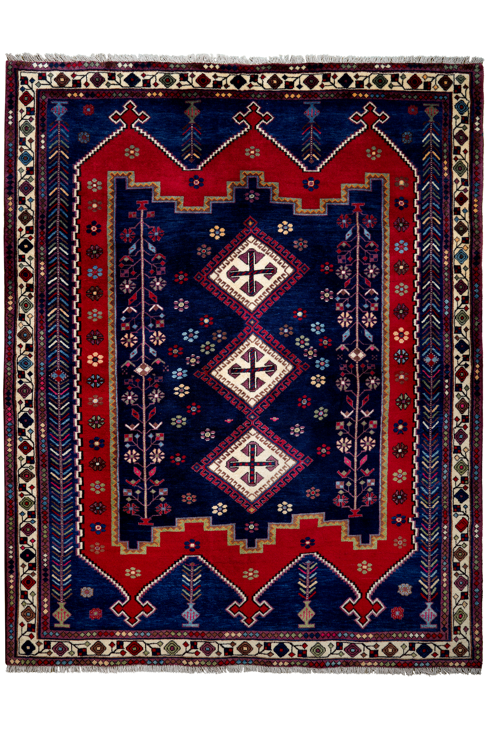 Afshar — Handgefertigt, 210x165 cm, Beige, 100% Virgin Wool | Main view