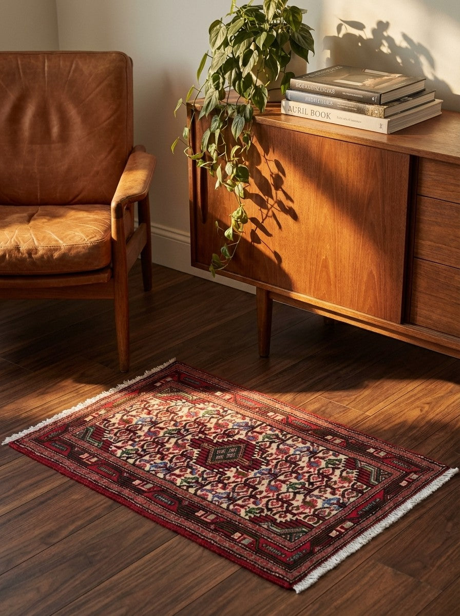 Assadabad — Hand-knotted, 60x96 cm, Beige, 100% Virgin Wool | Back view