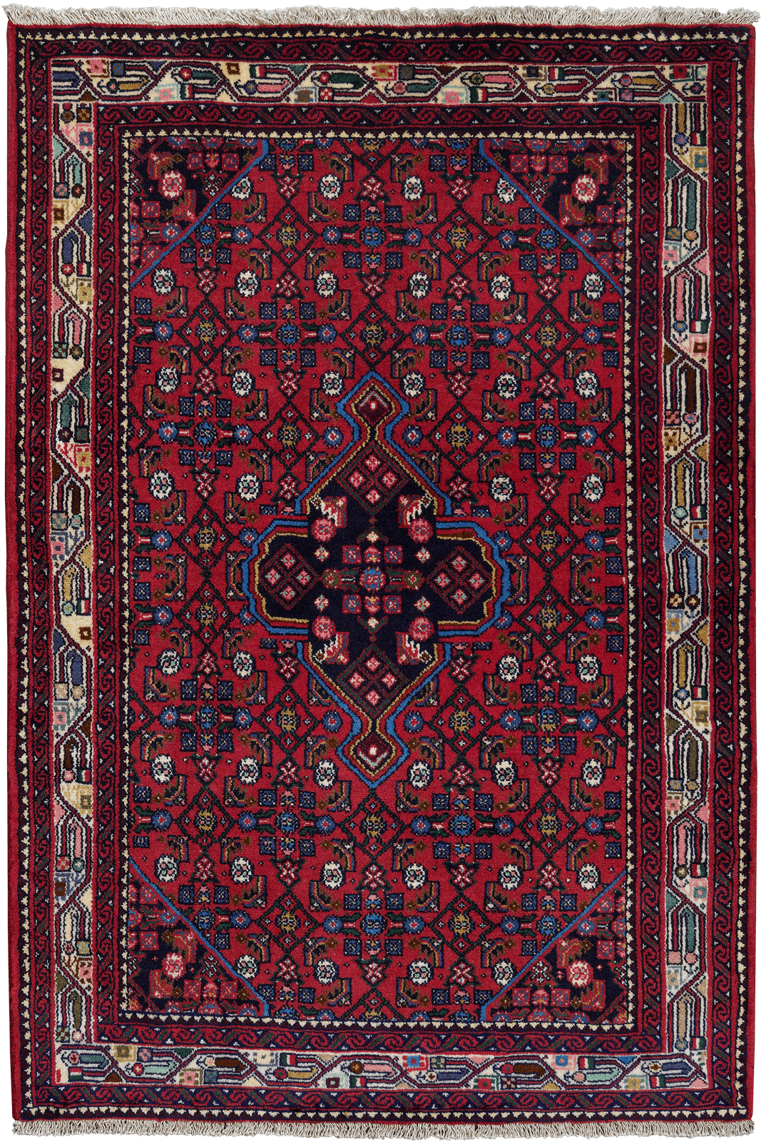 Assadabad — Hand-knotted, 113x163 cm, Red, 100% Virgin Wool | Main view