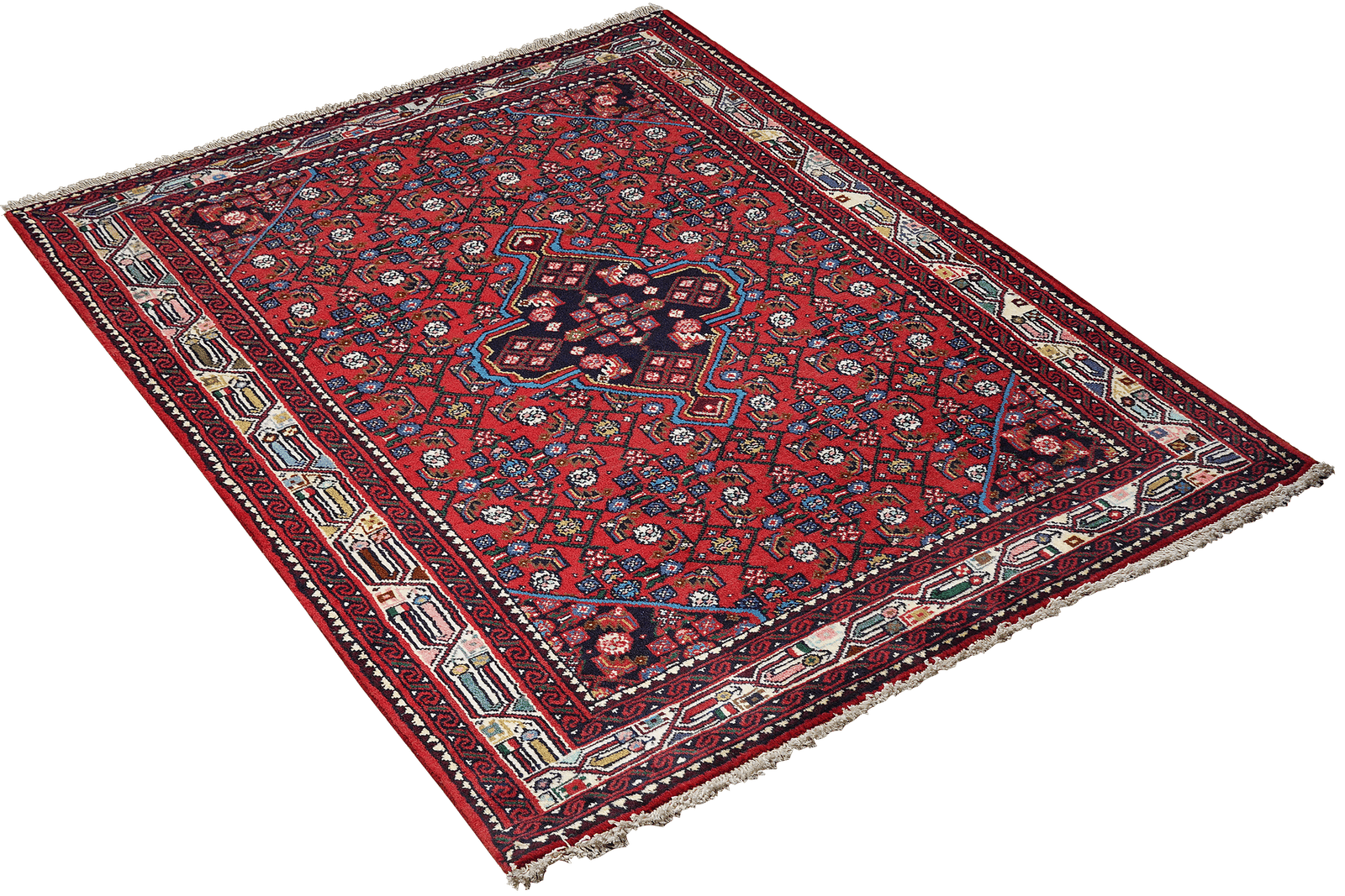 Assadabad — Hand-knotted, 113x163 cm, Red, 100% Virgin Wool | View 4