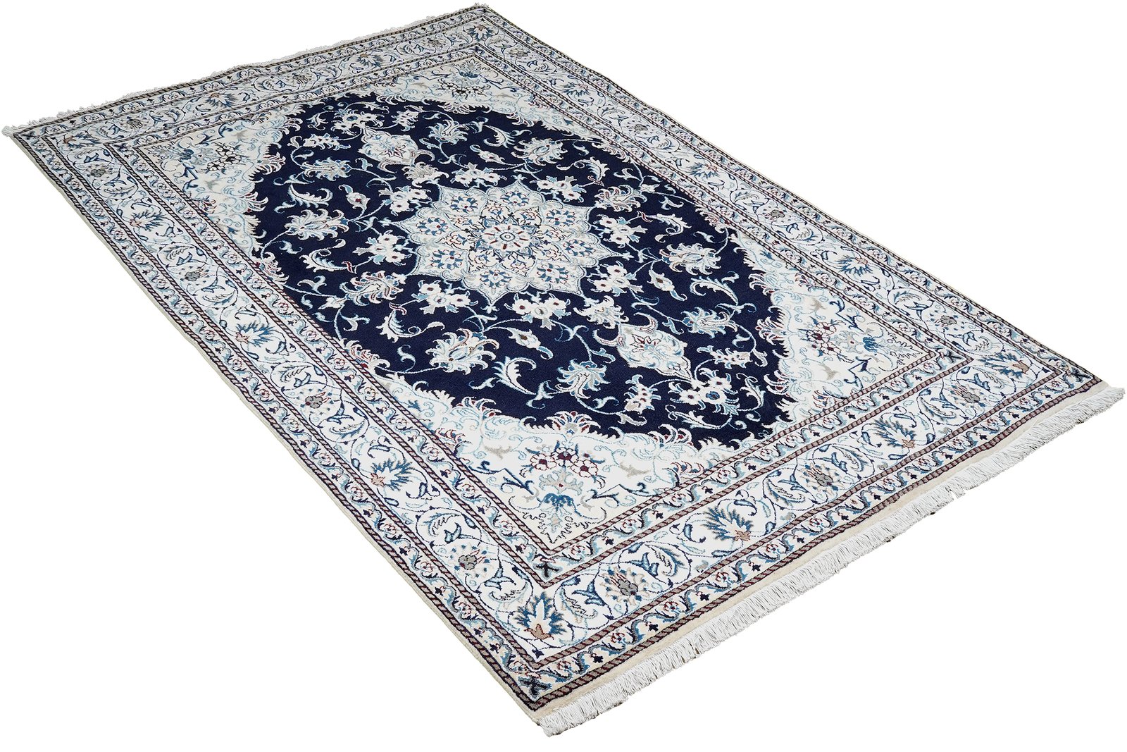 Nain 12La — Hand-knotted, 165x235 cm, Blue, 100% Virgin Wool | View 4