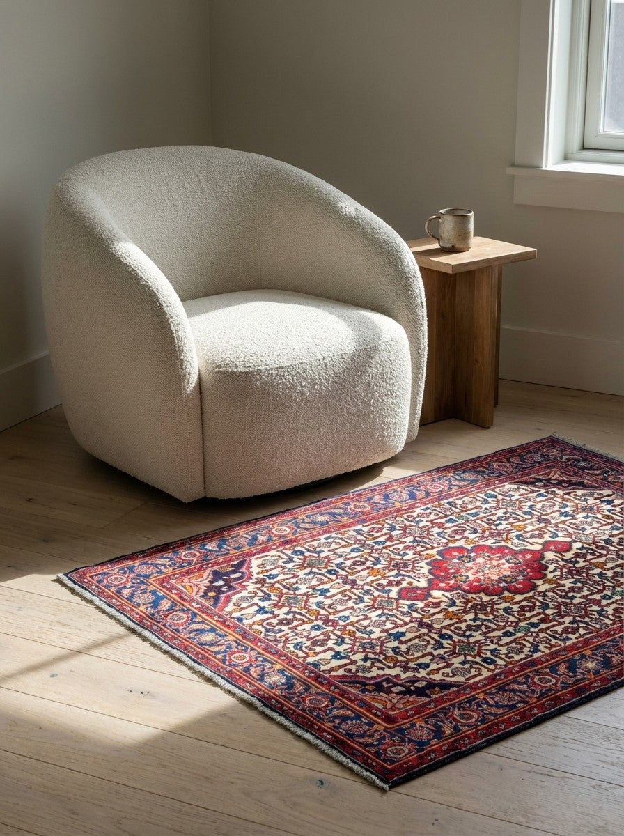 Bidjar Zandjan — Hand-knotted, 111x160 cm, Beige, 100% Virgin Wool | Detail view