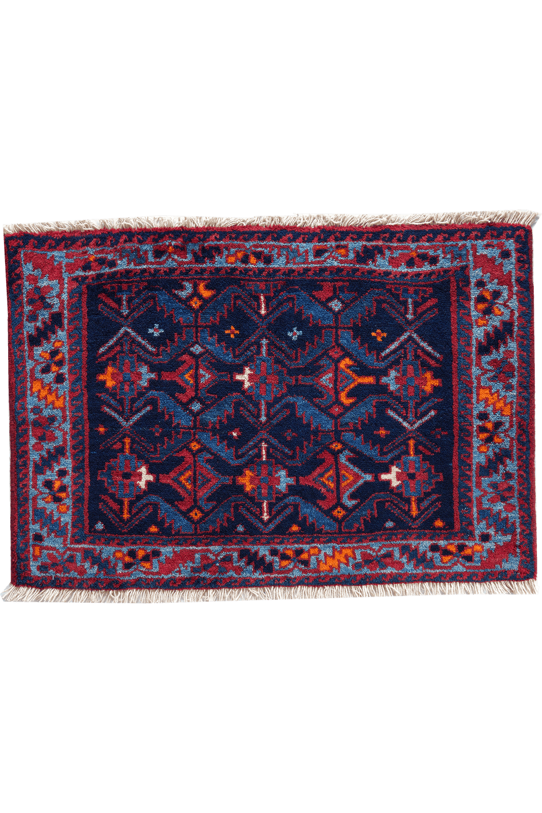 Afshar — Hand-knotted, 84x58 cm, Blue, 100% Virgin Wool | Main view