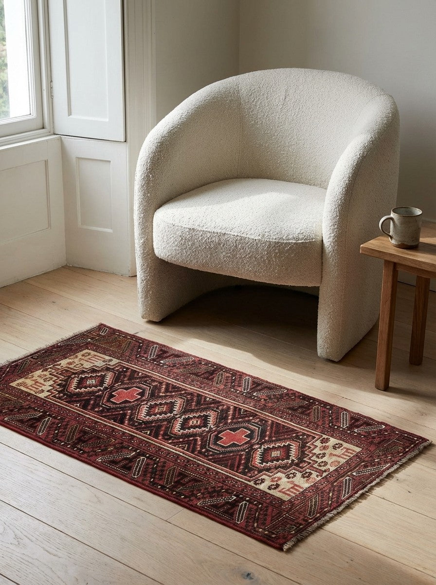 Heritage — Hand-knotted, 88x178 cm, Blue, 100% Virgin Wool | Detail view