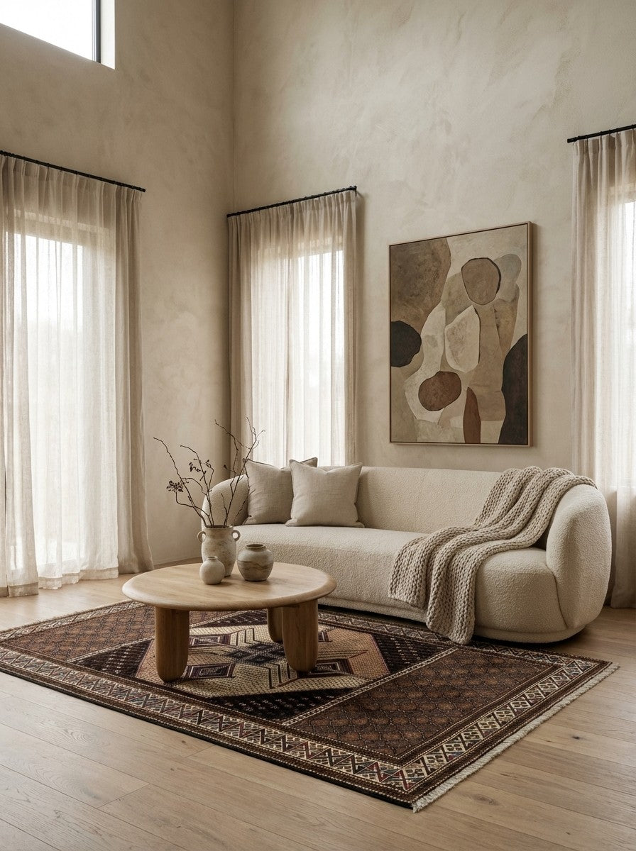 Heritage — Hand-knotted, 108x188 cm, Brown, 100% Virgin Wool | Detail view