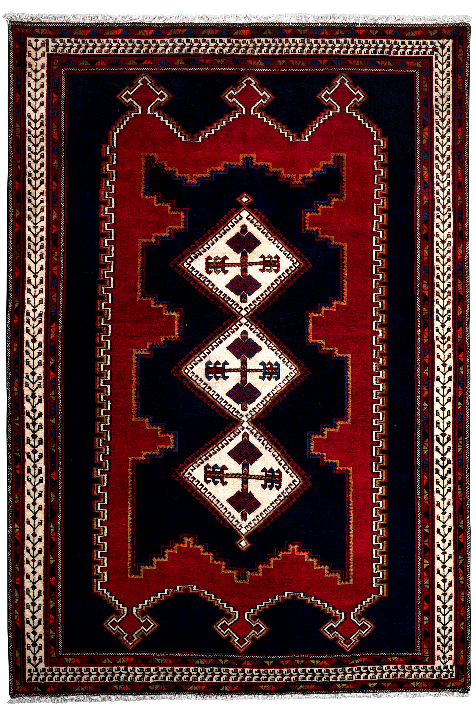 Afshar — Handgefertigt, 233x159 cm, Beige, 100% Virgin Wool | Main view