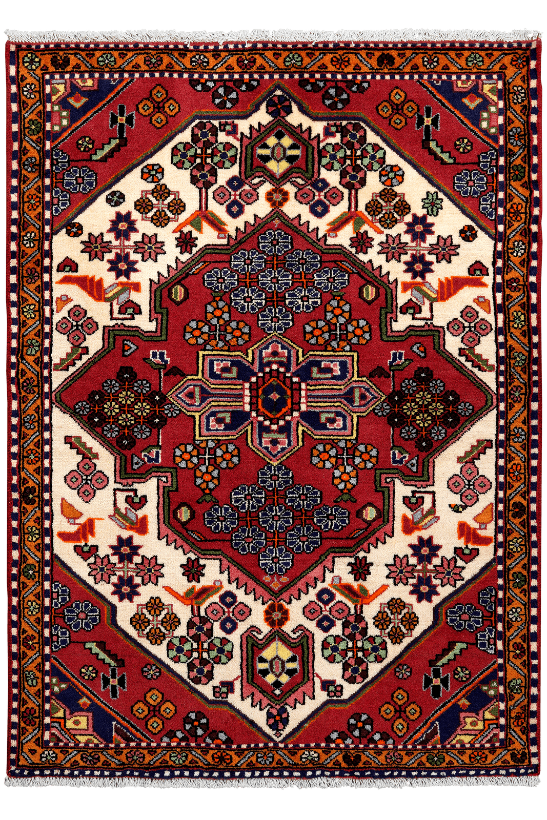 Saveh — Hand-knotted, 103x144 cm, Beige, 100% Virgin Wool | Main view