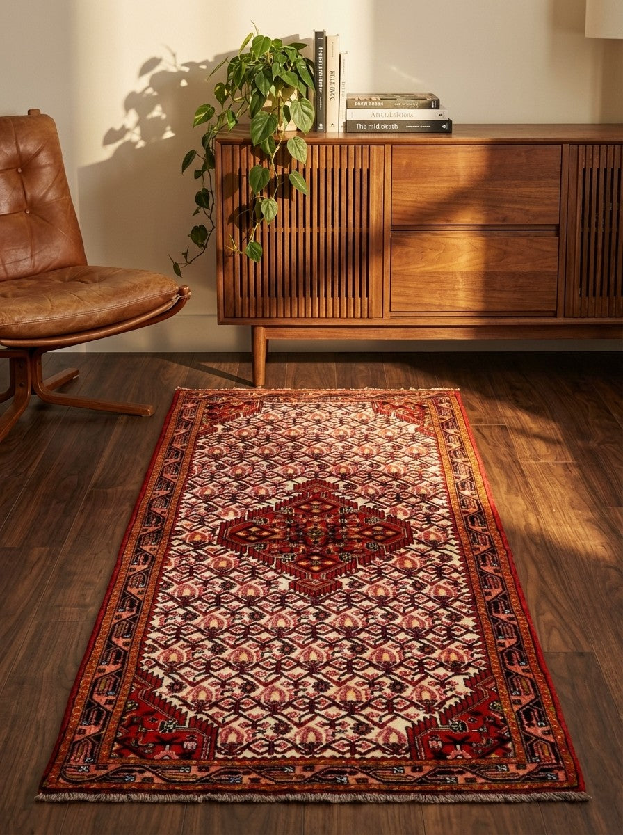 Assadabad — Hand-knotted, 81x189 cm, Beige, 100% Virgin Wool | Back view