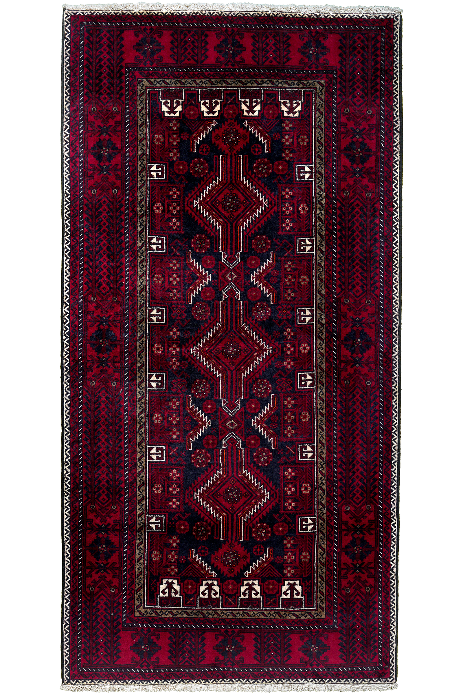 Belutch — Handgefertigt, 224x113 cm, Rot, 100% Virgin Wool | Main view