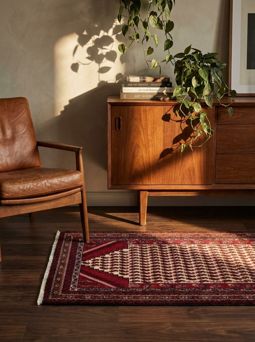 Belutch — Hand-knotted, 98x192 cm, Beige, 100% Virgin Wool | Back view