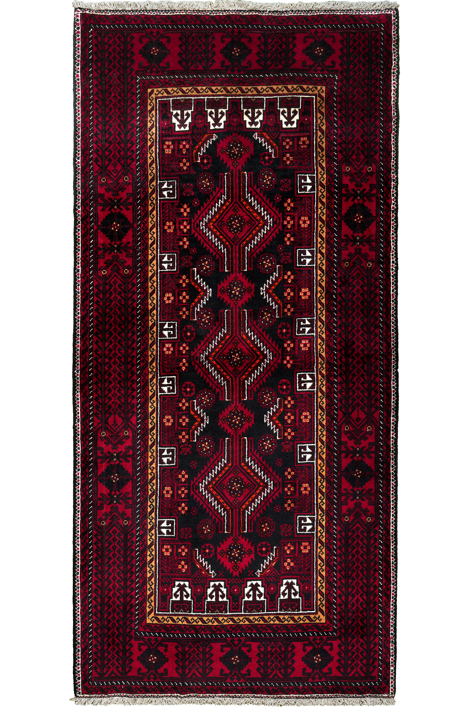 Belutch — Handgefertigt, 225x107 cm, Rot, 100% Virgin Wool | Main view