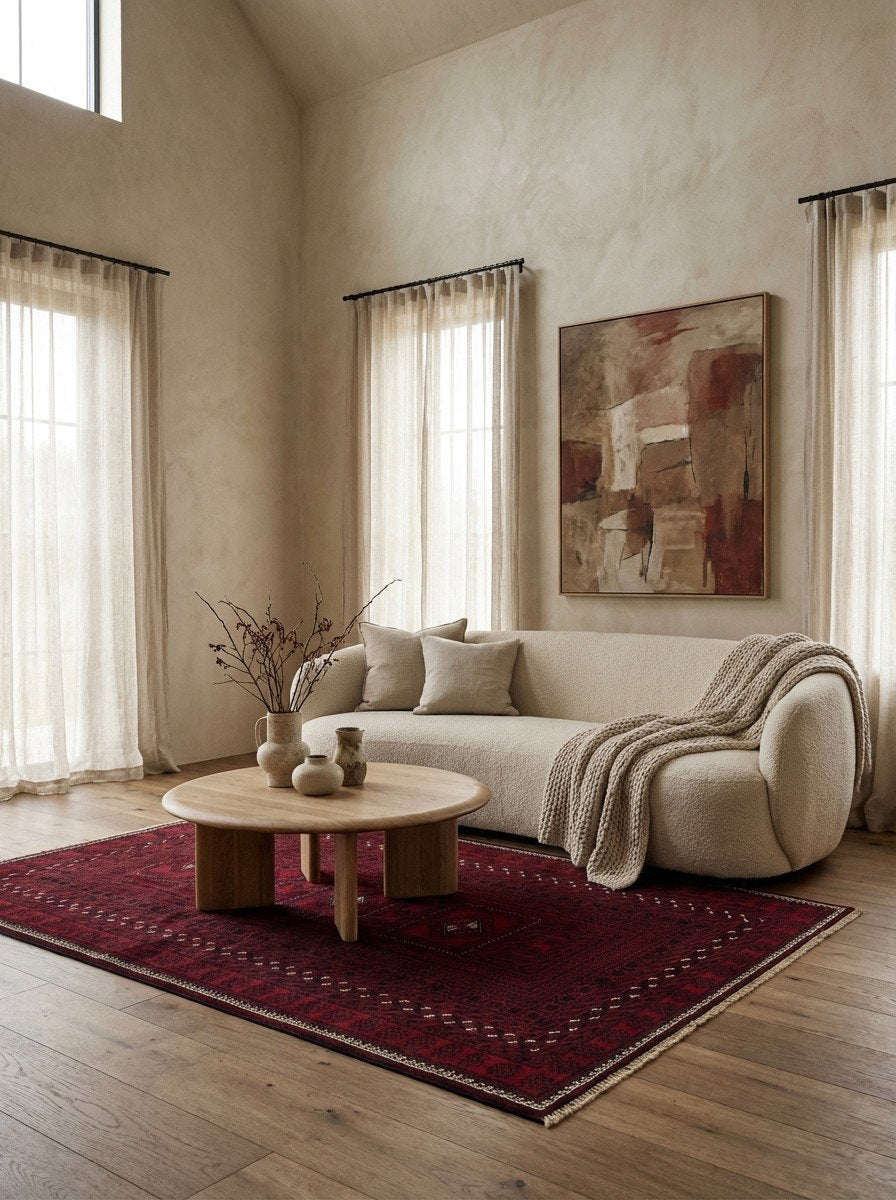 Belutch — Handgefertigt, 200x109 cm, Rot, 100% Virgin Wool | Detail view