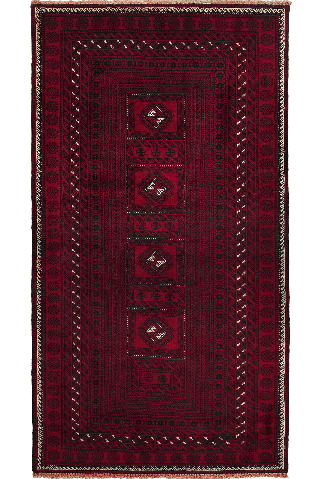 Belutch — Hand-knotted, 109x200 cm, Red, 100% Virgin Wool | Main view