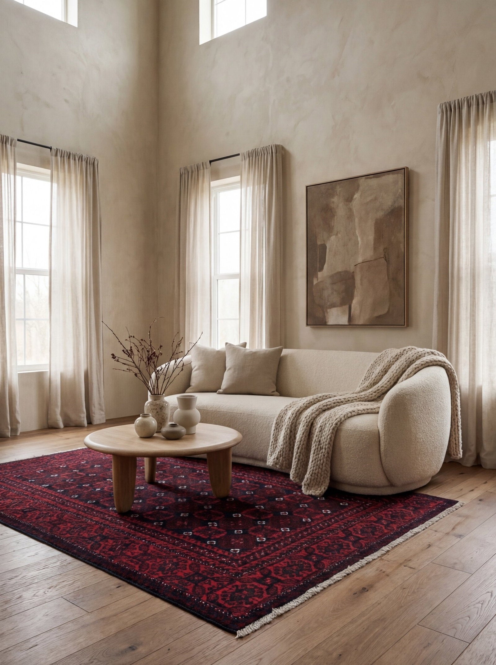 Belutch — Handgefertigt, 191x105 cm, Rot, 100% Virgin Wool | Detail view