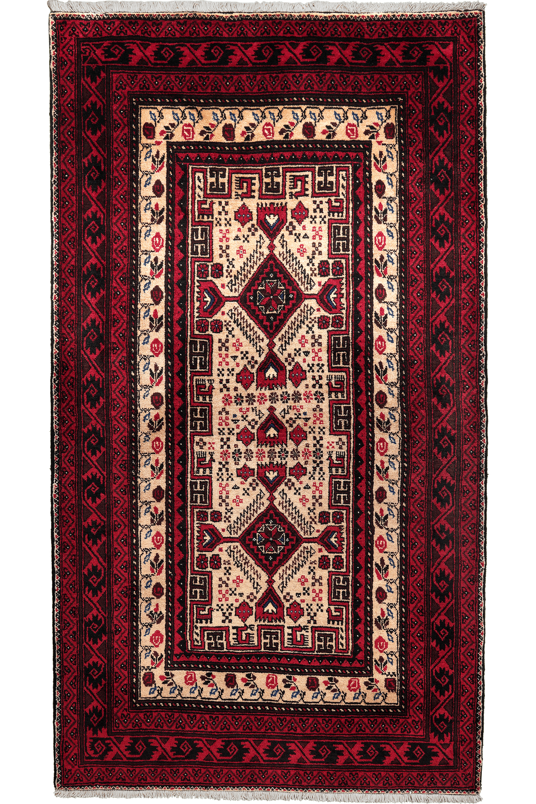 Belutch — Hand-knotted, 111x202 cm, Beige, 100% Virgin Wool | Main view