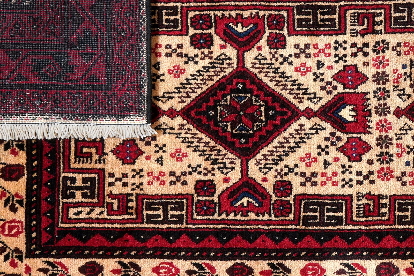 Belutch — Hand-knotted, 111x202 cm, Beige, 100% Virgin Wool | View 7