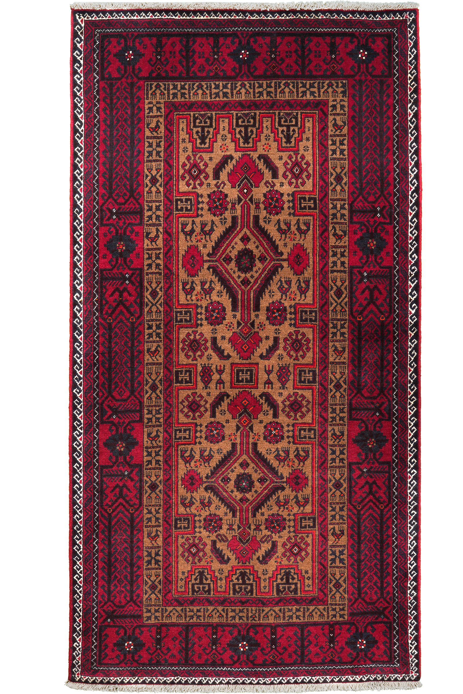 Belutch — Handgefertigt, 192x99 cm, Rot, 100% Virgin Wool | Main view