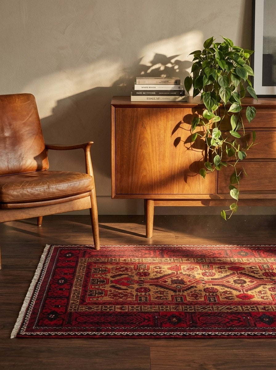 Belutch — Hand-knotted, 99x192 cm, Brown, 100% Virgin Wool | Back view