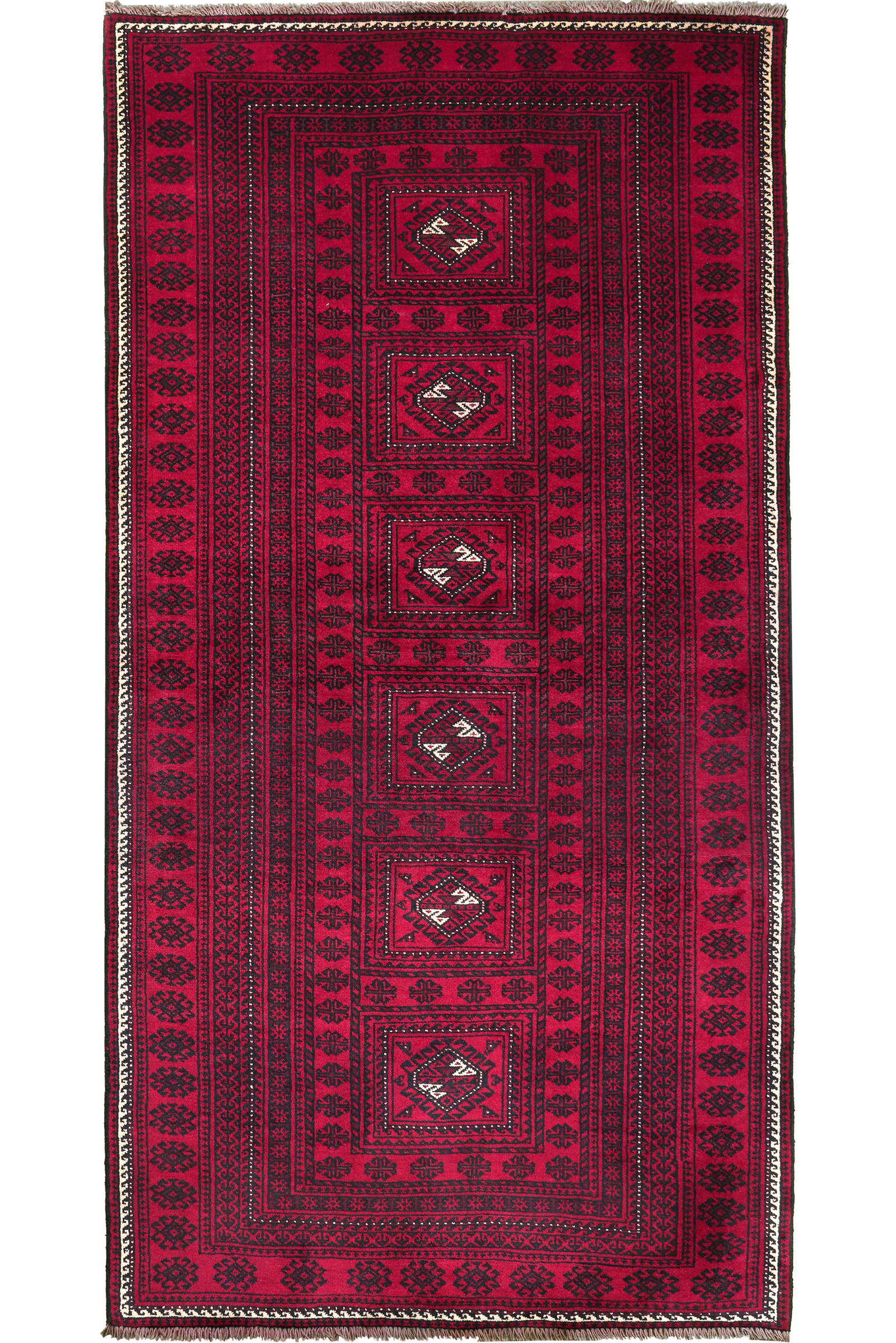 Belutch — Handgefertigt, 201x105 cm, Rot, 100% Virgin Wool | Main view