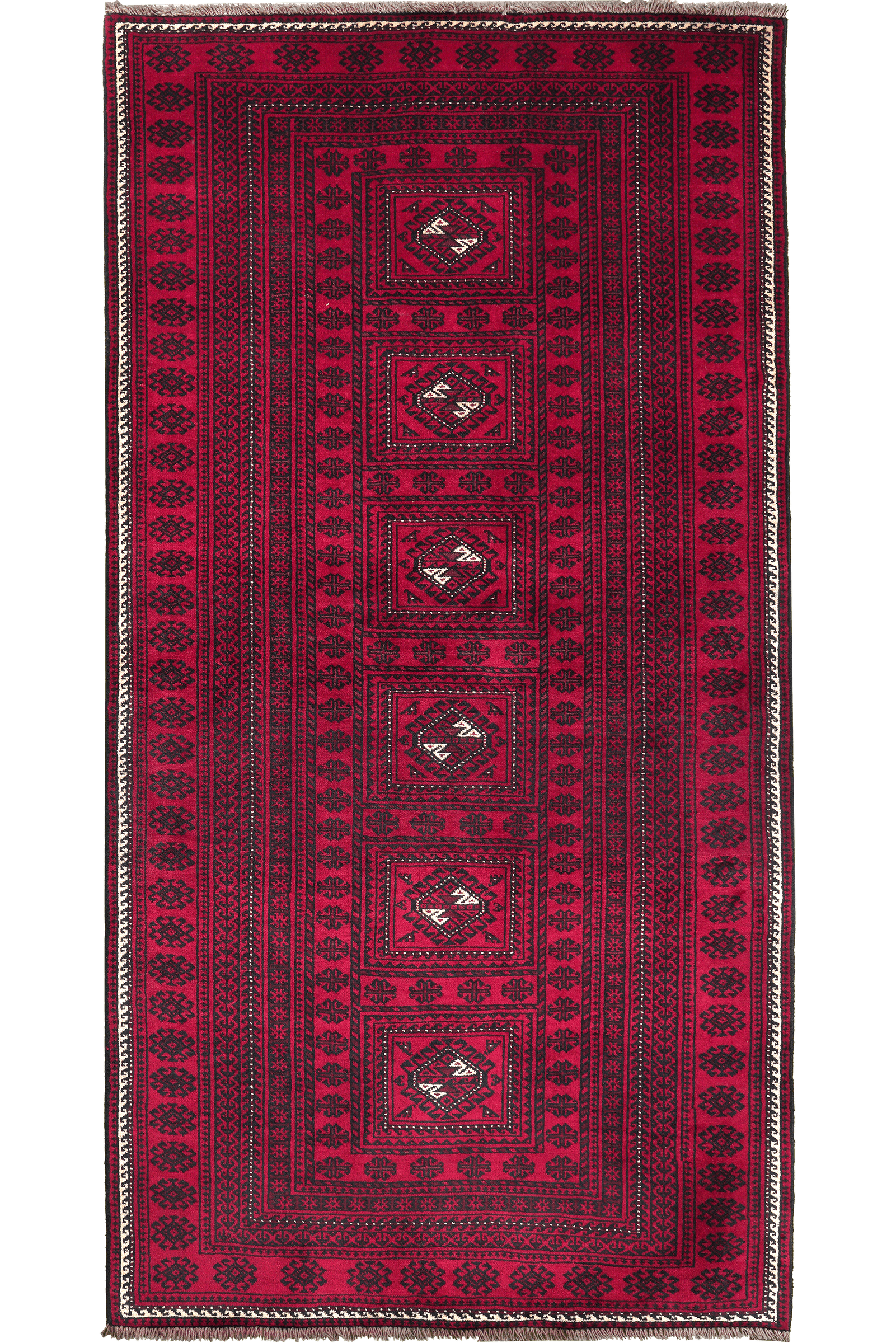 Belutch — Hand-knotted, 105x201 cm, Red, 100% Virgin Wool | Main view