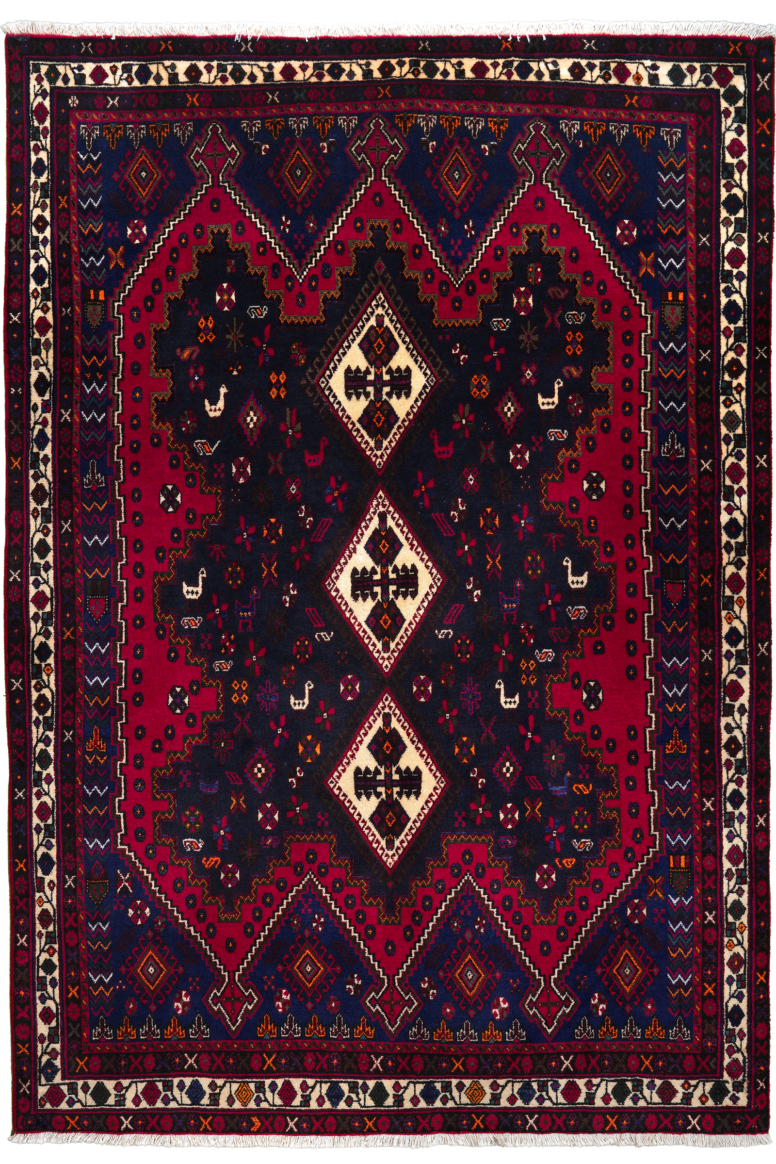 Afshar — Handgefertigt, 230x160 cm, Beige, 100% Virgin Wool | Main view