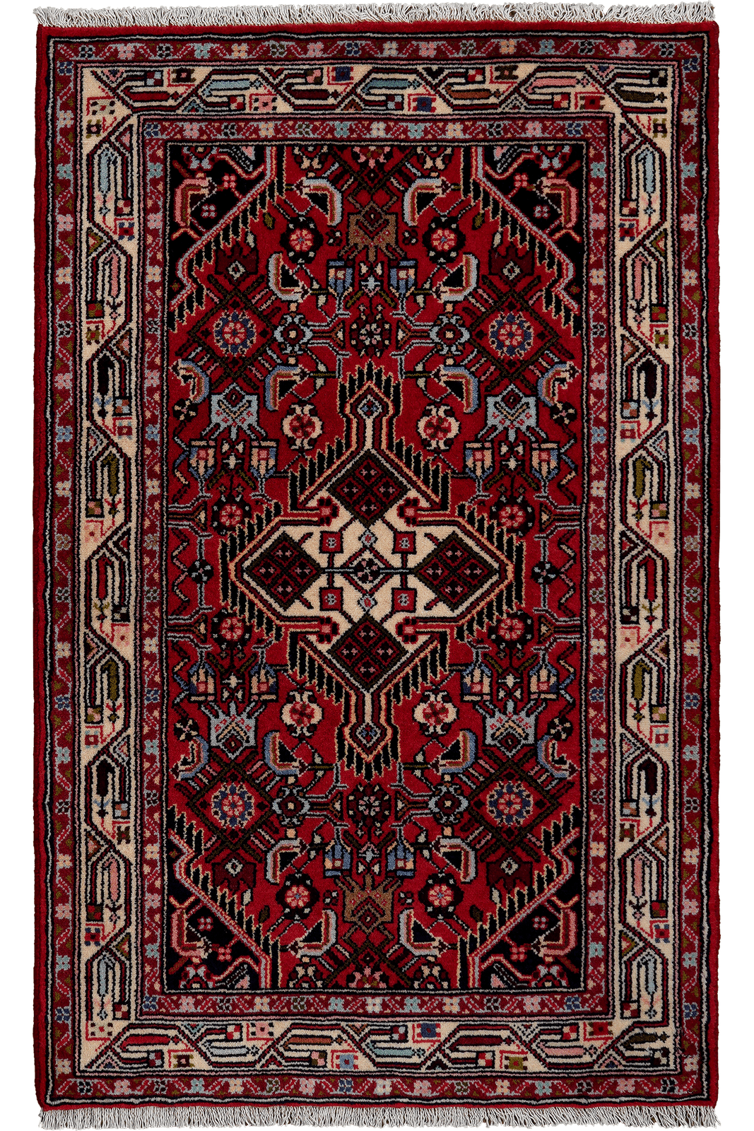 Assadabad — Hand-knotted, 81x130 cm, Red, 100% Virgin Wool | Main view