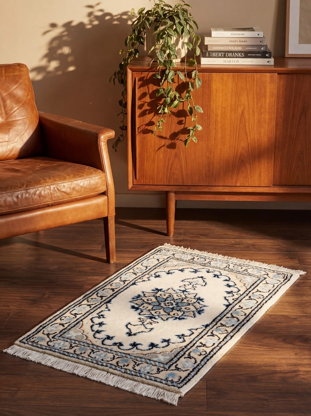 Nain 12La — Hand-knotted, 39x63 cm, Beige, 100% Virgin Wool | Back view