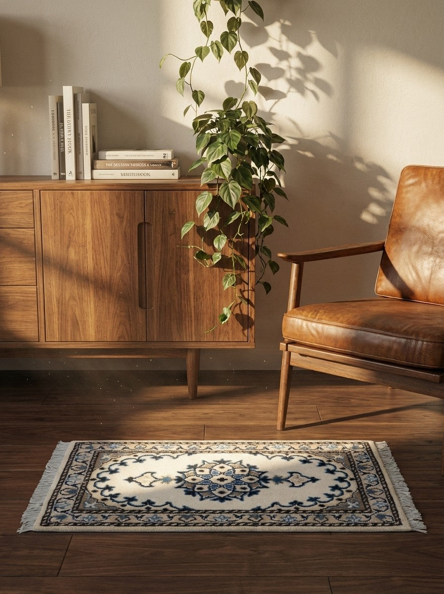 Nain 12La — Hand-knotted, 39x60 cm, Beige, 100% Virgin Wool | Back view