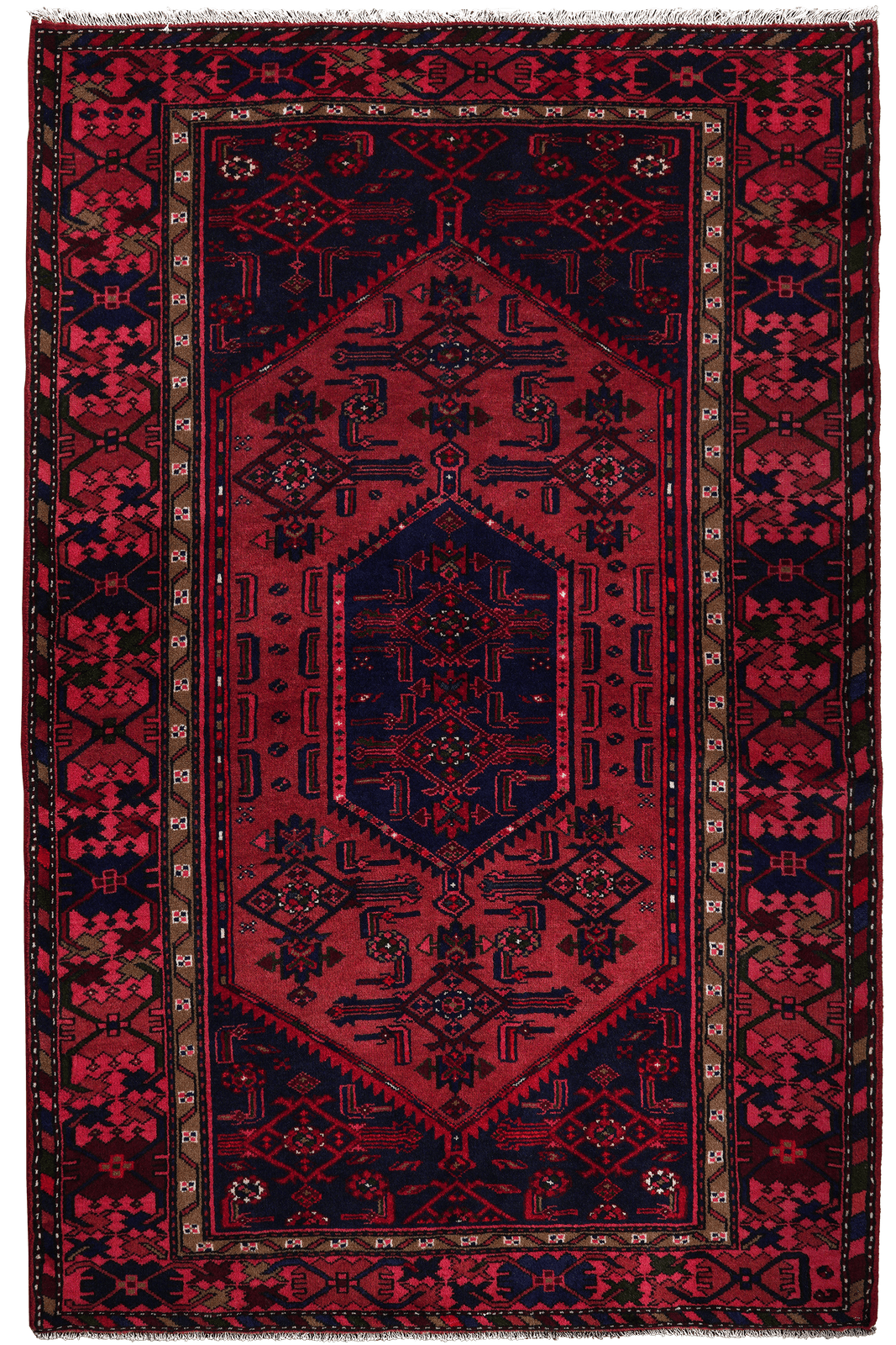 Khamseh — Hand-knotted, 130x202 cm, Red, 100% Virgin Wool | Main view