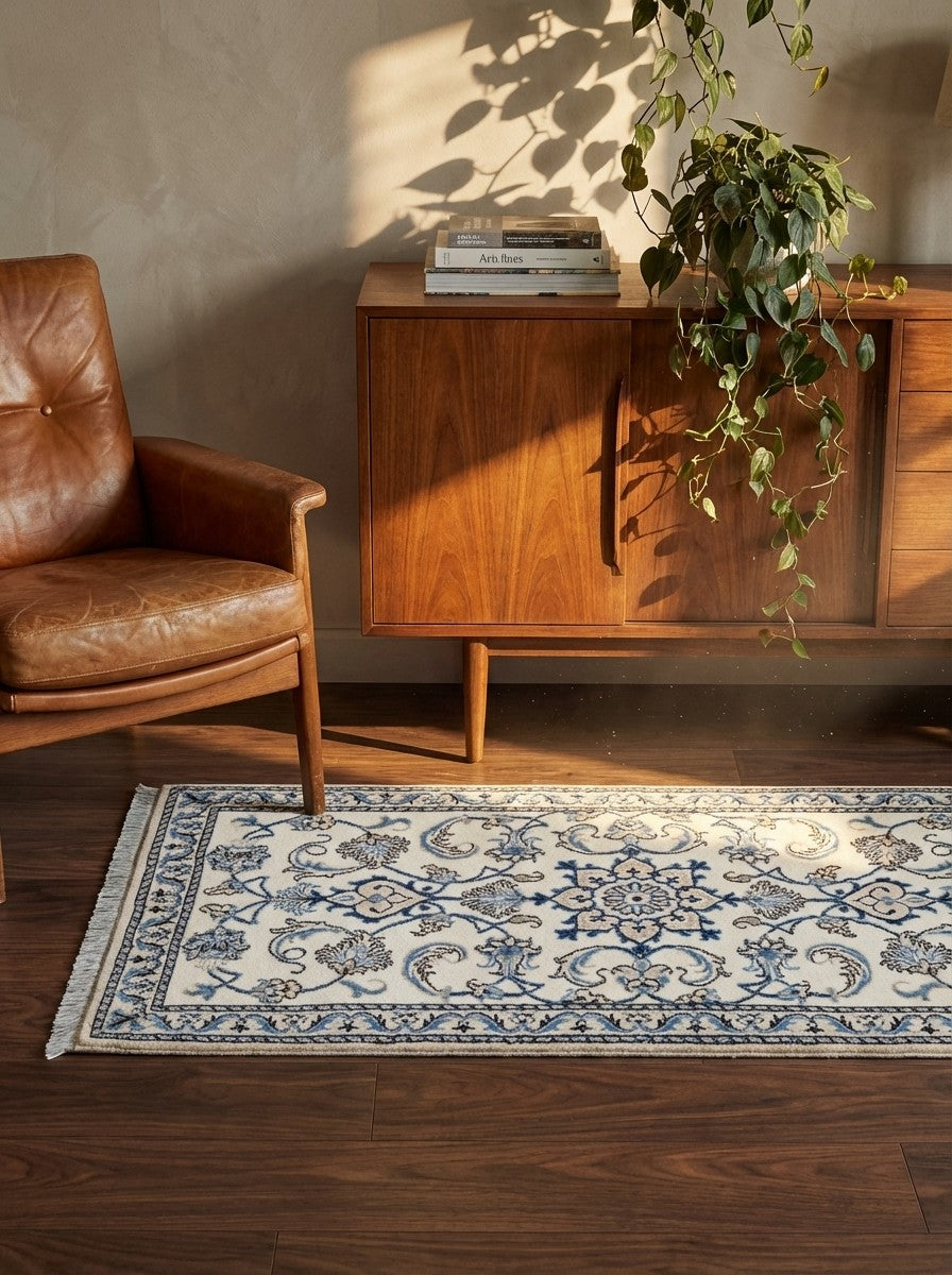 Nain 12La — Hand-knotted, 73x140 cm, Beige, 100% Virgin Wool | Back view