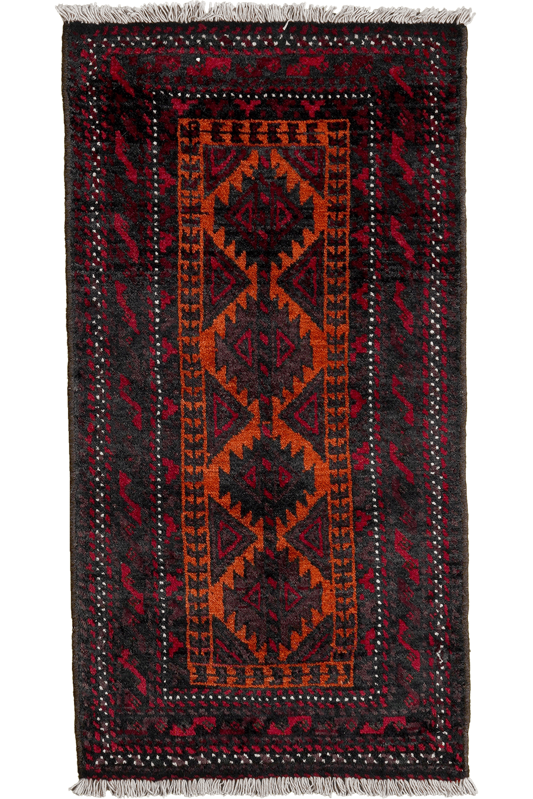 Belutch — Hand-knotted, 47x88 cm, Orange, 100% Virgin Wool | Main view