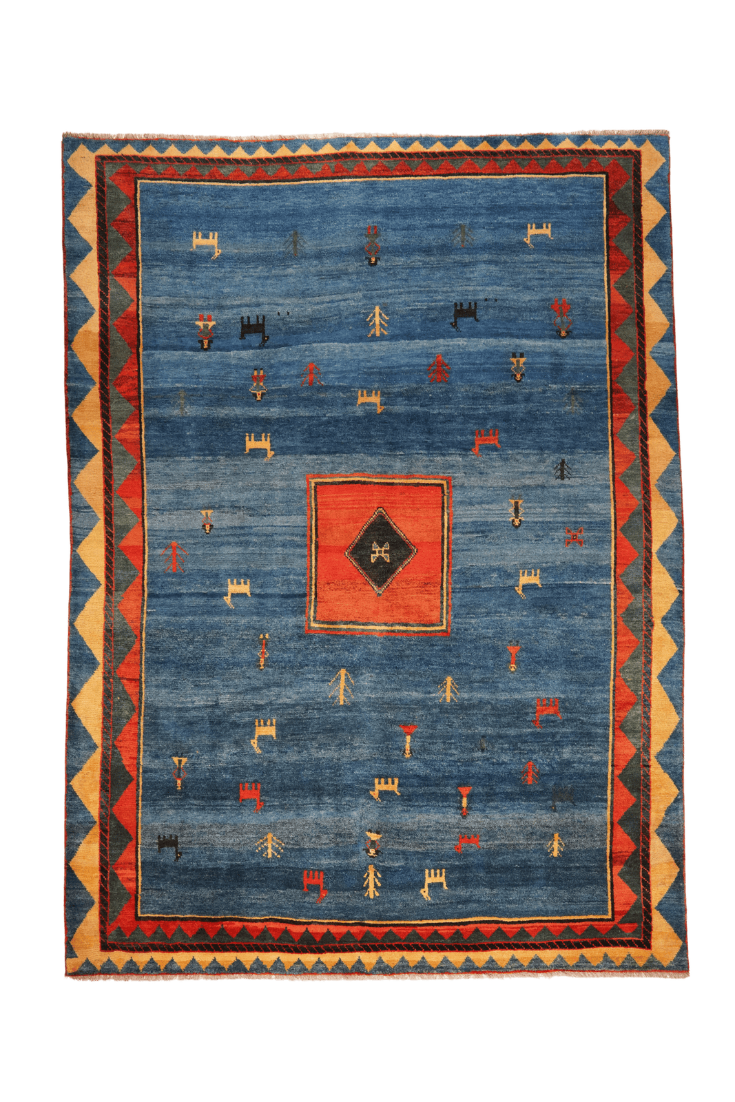 Gabbeh Sonnat — Hand-knotted, 259x358 cm, Blue, 100% Virgin Wool | Main view