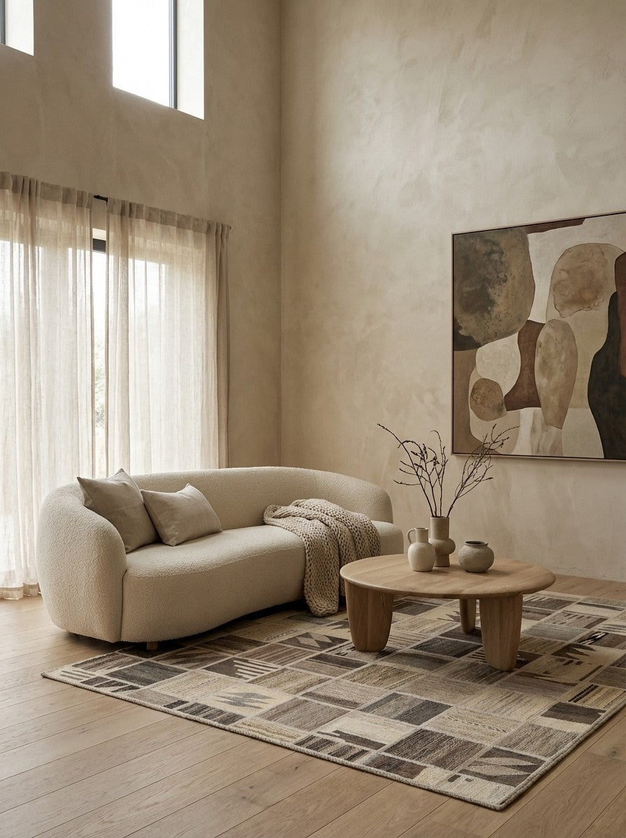 Kelim Tekkeh — Handmade, 150x200 cm, Beige, 100% Virgin Wool | Detail view