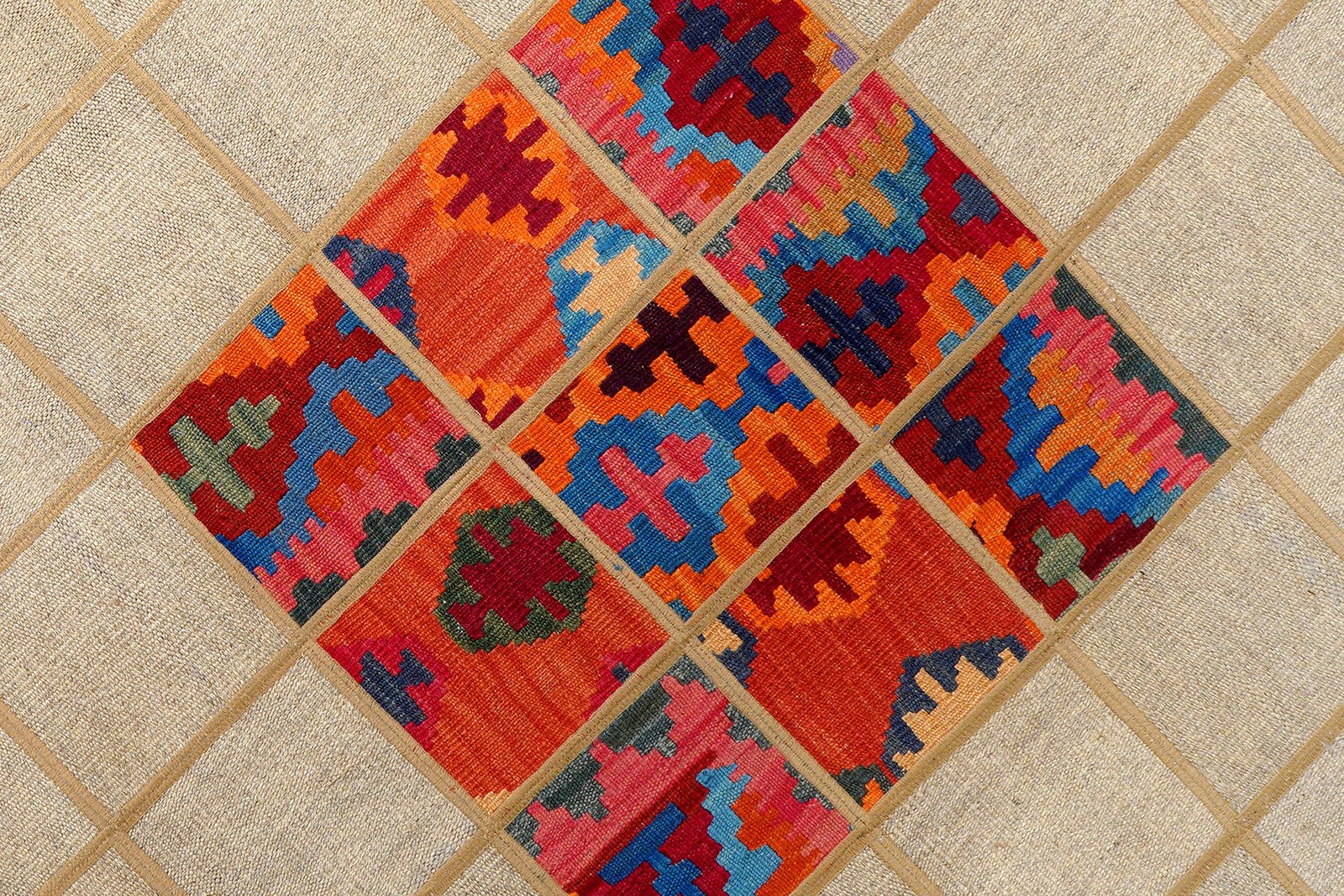 Kelim Tekkeh — Handmade, 150x200 cm, Beige, 100% Virgin Wool | View 5