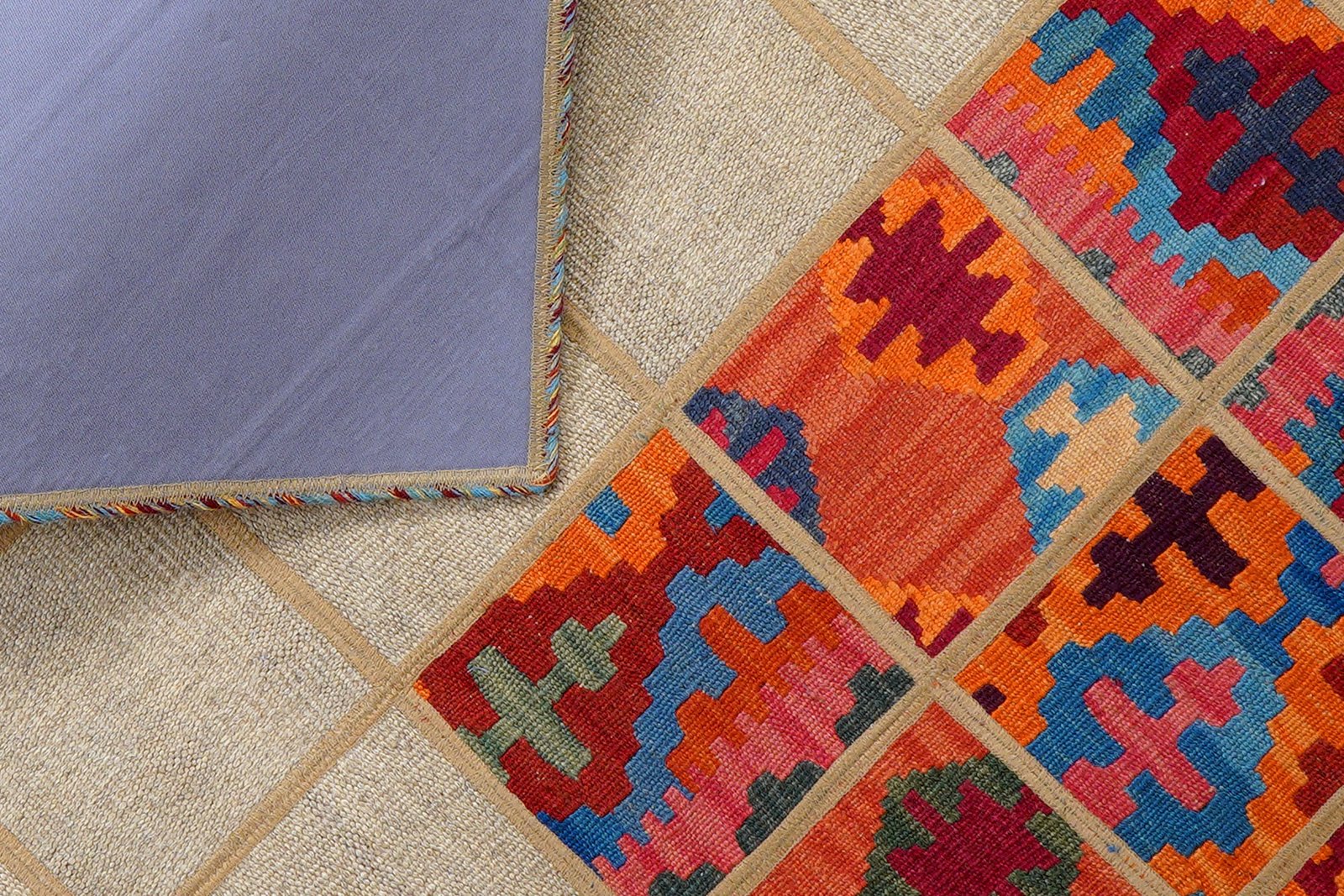 Kelim Tekkeh — Handmade, 150x200 cm, Beige, 100% Virgin Wool | View 6