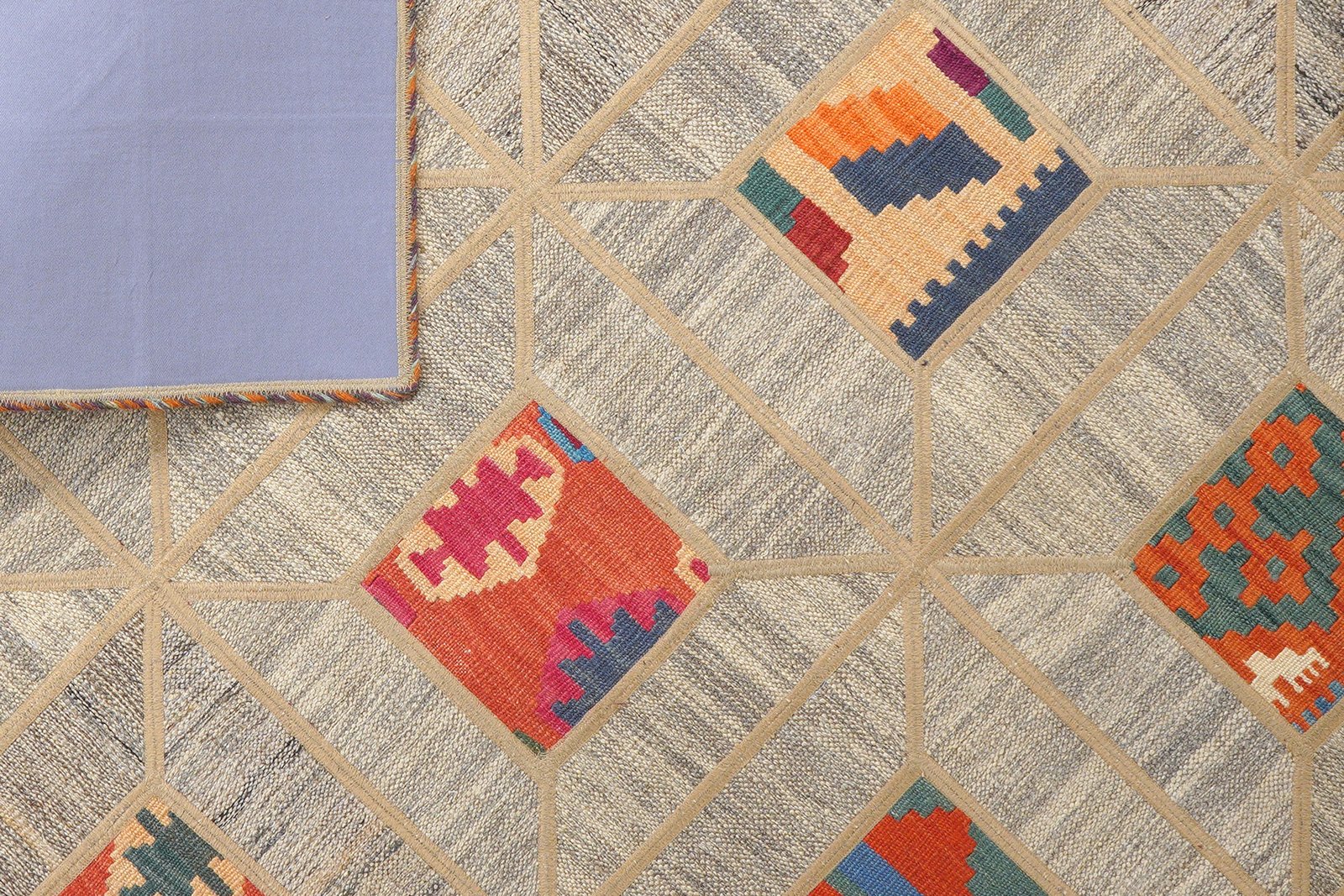 Kelim Tekkeh — Handmade, 150x200 cm, Beige, 100% Virgin Wool | View 7